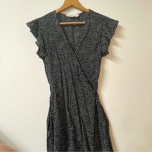 Black Zara Wrap Dress with White Polka Dots